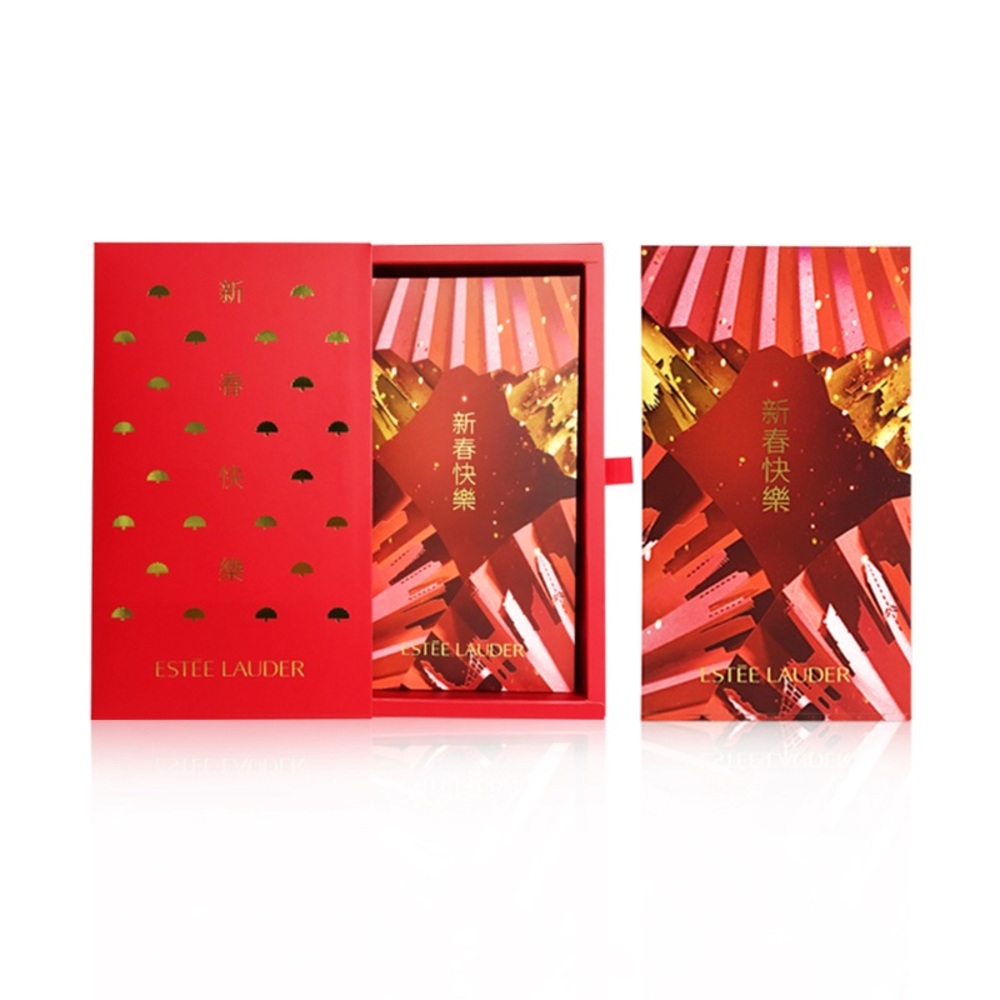 Estee Lauder Festive Red Gift Box 7 envelopes Happy New Year